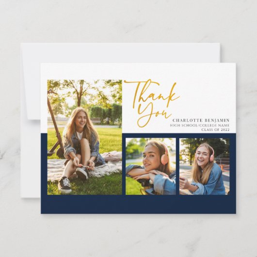 Carte De Remerciements Graduation 2025 Modern Script Graduate (Devant)