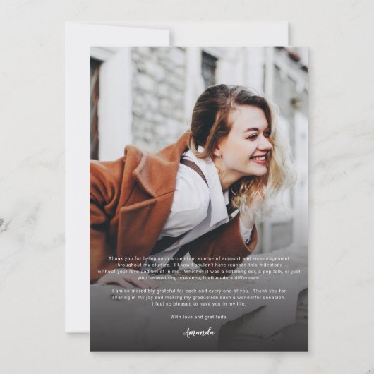 Carte De Remerciements Graduation 2025 Multi Photo Script Grad Party (Dos)