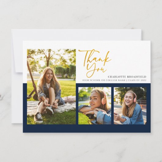 Carte De Remerciements Graduation 2025 Photo Collage Script (Devant)