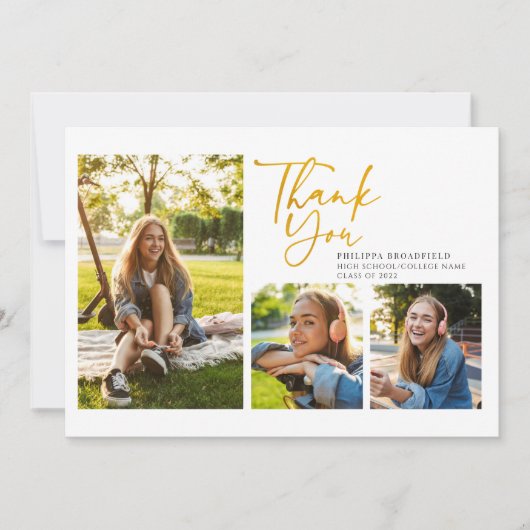 Carte De Remerciements Graduation 2025 Photo Collage Script Graduate (Devant)