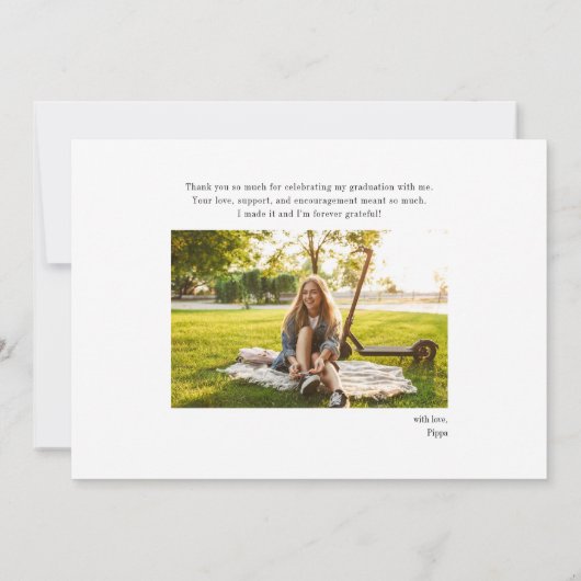 Carte De Remerciements Graduation 2025 Photo Collage Script Graduate (Dos)