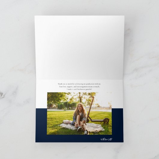 Carte De Remerciements Graduation 2025 Script Photo Grad (Intérieur)