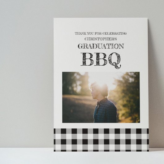 Carte De Remerciements Graduation BBQ Gingham