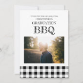 Carte De Remerciements Graduation BBQ Gingham (Devant)