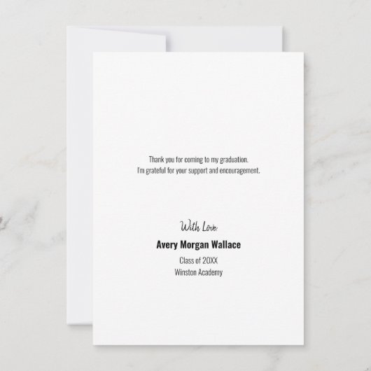 Carte De Remerciements Graduation Black Gold Tassel moderne manuscrit (Dos)