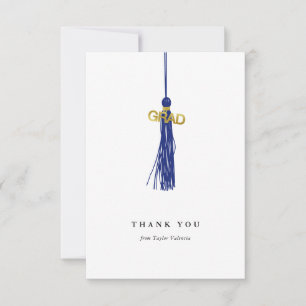 Carte De Remerciements Graduation Blue Tassel Custom