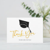 Carte De Remerciements Graduation Cap and Tassel Faux Gold (Debout devant)