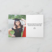 Carte De Remerciements Graduation chic Photo White Script Thank You Card (Intérieur)