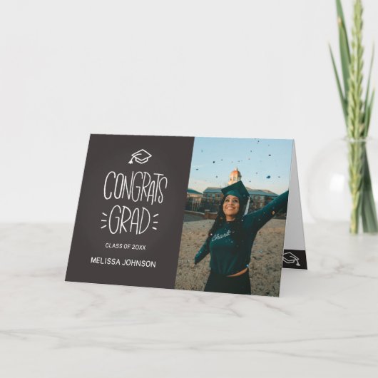 Carte De Remerciements Graduation Congrats Grad Chalkboard Card (Devant)