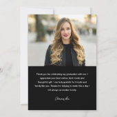 Carte De Remerciements Graduation de la photo de script moderne (Dos)