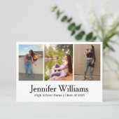 Carte De Remerciements graduation de script moderne 3 photo collage minim (Debout devant)