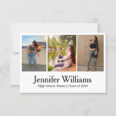 Carte De Remerciements graduation de script moderne 3 photo collage minim (Devant)