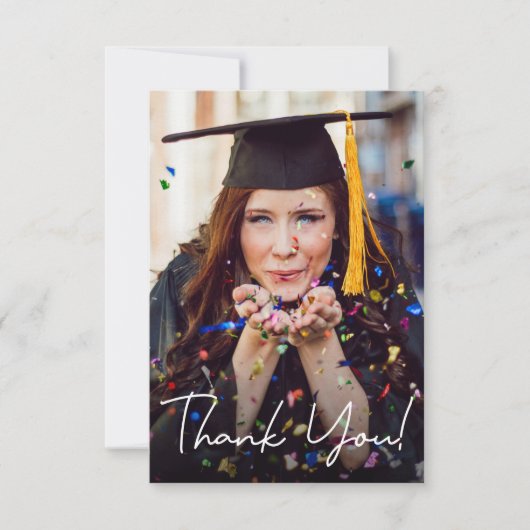 Carte De Remerciements Graduation de script moderne Photo Message personn (Devant)