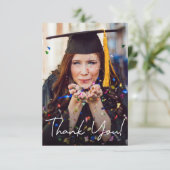 Carte De Remerciements Graduation de script moderne Photo Message personn (Debout devant)