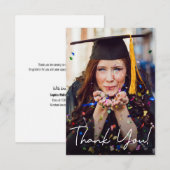 Carte De Remerciements Graduation de script moderne Photo Message personn (Devant / Derrière)