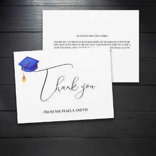 Carte De Remerciements Graduation de script moderne simple