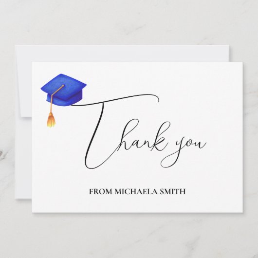 Carte De Remerciements Graduation de script moderne simple (Devant)