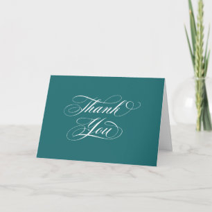 Carte De Remerciements Graduation de script turquoise élégante Photo+Mess