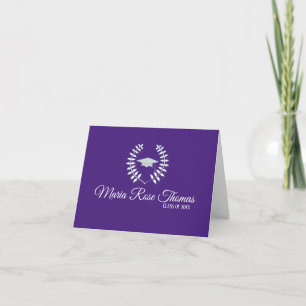 Carte De Remerciements Graduation élégante Mortaboard violet moderne