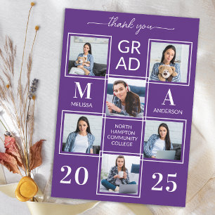 Carte De Remerciements Graduation élégante Personnalisée 6 Photo Collage
