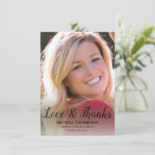 Carte De Remerciements Graduation Love & Thanks Black Script Photo (Debout devant)