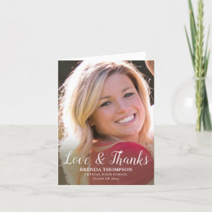 Carte De Remerciements Graduation Love & Thanks White Script Photo