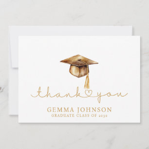 Carte De Remerciements Graduation minimaliste Or moderne