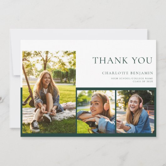 Carte De Remerciements Graduation Moderne 2025 Grad Photo (Devant)