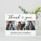 Carte De Remerciements Graduation moderne Custom Graduate Heart 3 Photo (Debout devant)