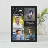 Carte De Remerciements Graduation moderne noir blanc 5 photo Collage (Debout devant)