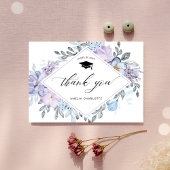 Carte De Remerciements Graduation Party Dusty Floral Script tendance