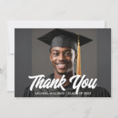 Carte De Remerciements Graduation Photo Bold Script Overlay Graduate (Devant)