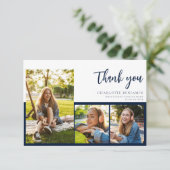 Carte De Remerciements Graduation Photo Collage Moderne Script Diplômé (Debout devant)