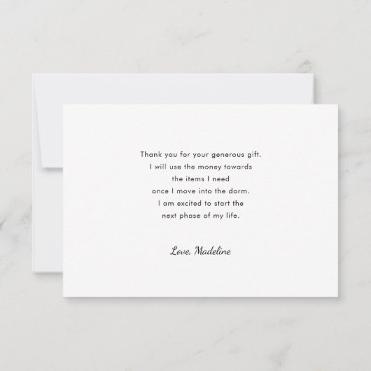 Carte De Remerciements Graduation photo horizontale minimale moderne (Dos)