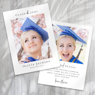 Carte De Remerciements Graduation photo minimaliste de script moderne