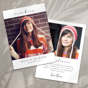 Carte De Remerciements Graduation photo minimaliste de script moderne