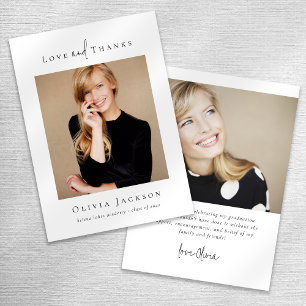 Carte De Remerciements Graduation photo minimaliste de script moderne