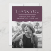 Carte De Remerciements Graduation photo moderne Edge violet (Devant)