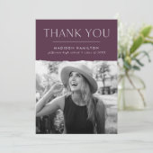 Carte De Remerciements Graduation photo moderne Edge violet (Debout devant)