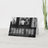 Carte De Remerciements Graduation photo moderne en néon blanc (Devant)