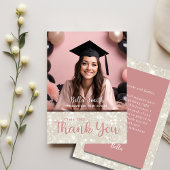 Carte De Remerciements Graduation photo Parties scintillant moderne
