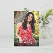 Carte De Remerciements Graduation Photo Script Coeurs Moderne Simple Bold (Debout devant)