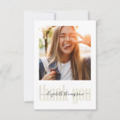 Carte De Remerciements Graduation Photo Script élégant Personnalisé (Devant)
