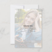 Carte De Remerciements Graduation Photo Script élégant Personnalisé (Dos)