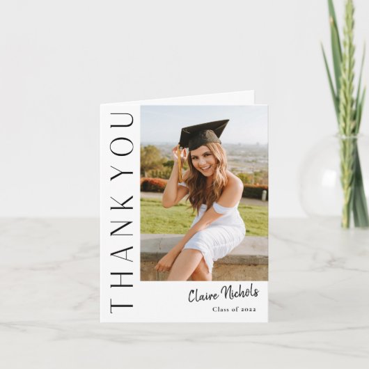 Carte De Remerciements Graduation photo verticale moderne (Devant)