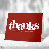 Carte De Remerciements Graduation rouge audacieuse simple typographie mod