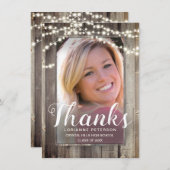Carte De Remerciements Graduation Rustique Shiplap Modern Script Photo (Devant / Derrière)