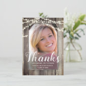 Carte De Remerciements Graduation Rustique Shiplap Modern Script Photo (Debout devant)