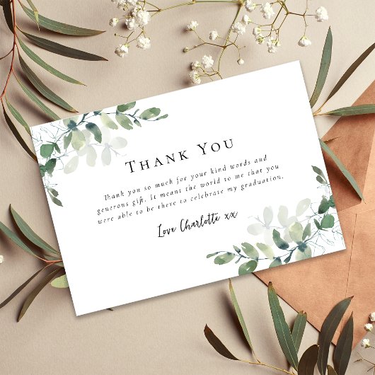 Carte De Remerciements Graduation simple d'Eucalyptus