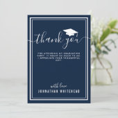 Carte De Remerciements Graduation Simple Photo Marine Bleu (Debout devant)